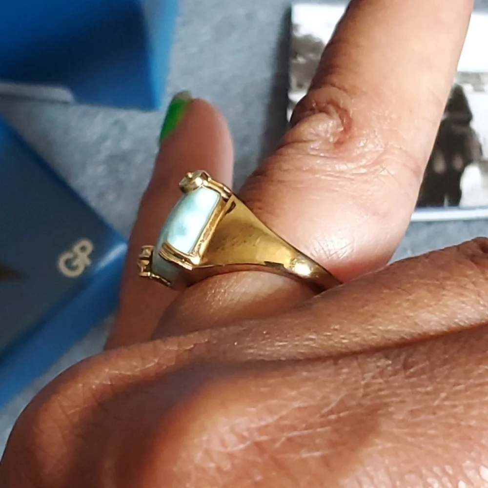Giuseppe Perez Vermeil Yellow Gold Over Silver Larimar Enameled Ring Size 7 - Picture 9 of 9